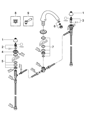 Grohe 25054BE0 - Parts Breakdown